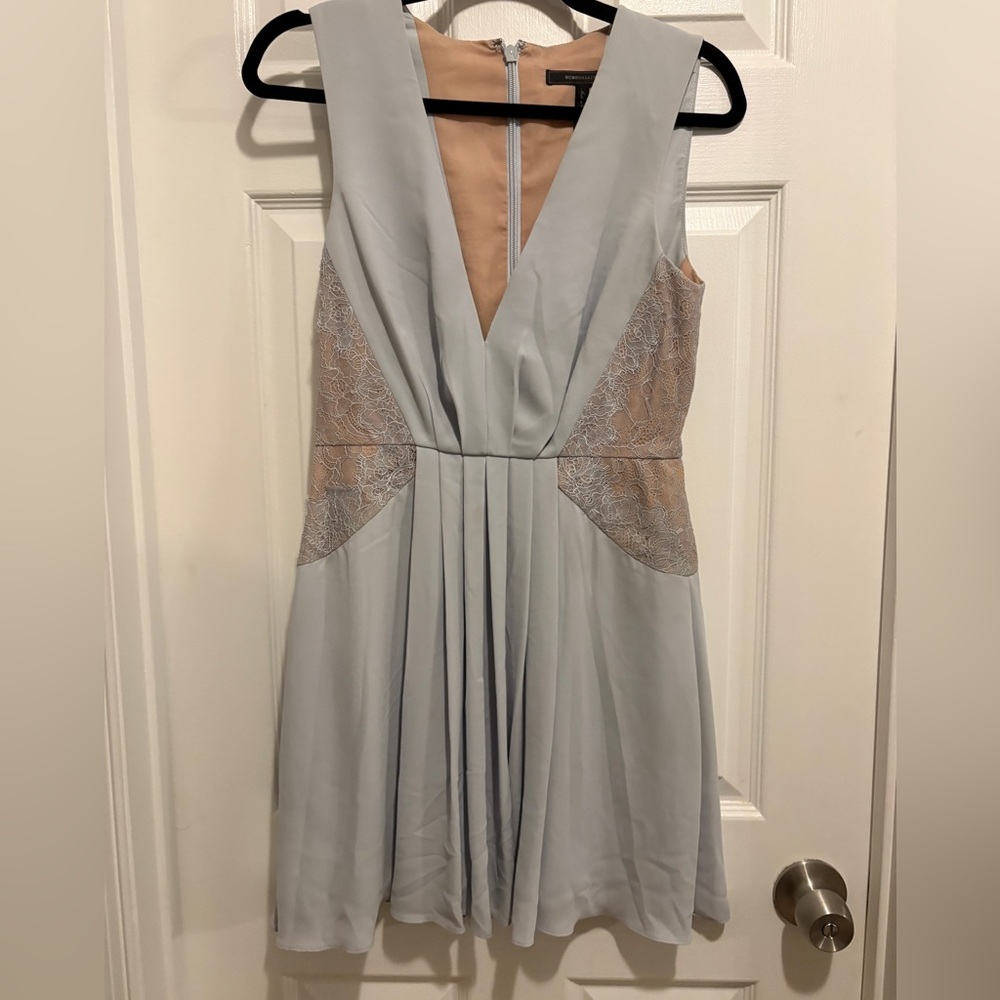 BCBG maxArzia light blue and tan laced dress size 6